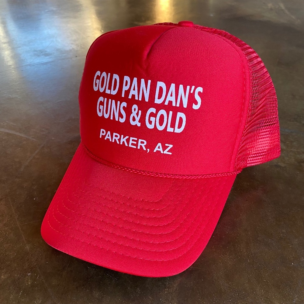 VTG Gold Pan Dan’s Guns And Gold Mesh Trucker Hat